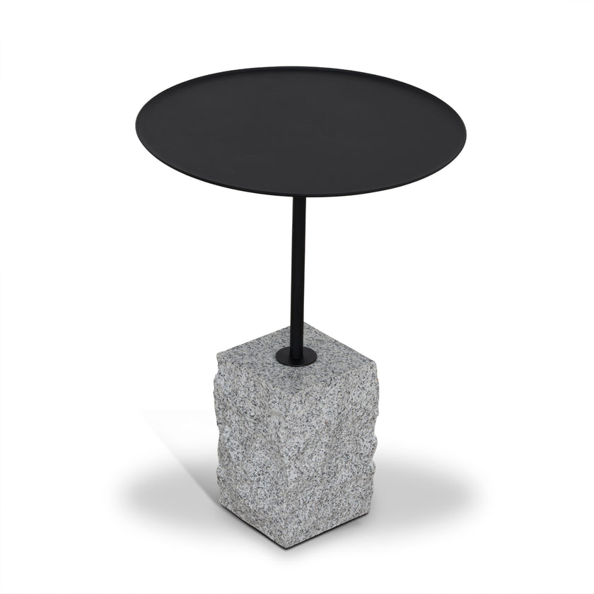 CST10980-NY 45cm Matte Black Side Table - Faceted Granite Marble