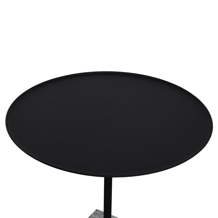 CST10980-NY 45cm Matte Black Side Table - Faceted Granite Marble