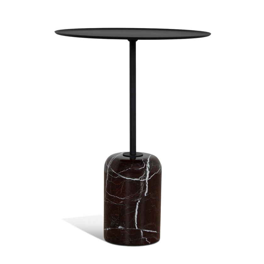 CST10981-NY 45cm Matte Black Side Table - Rosso Levanto Marble
