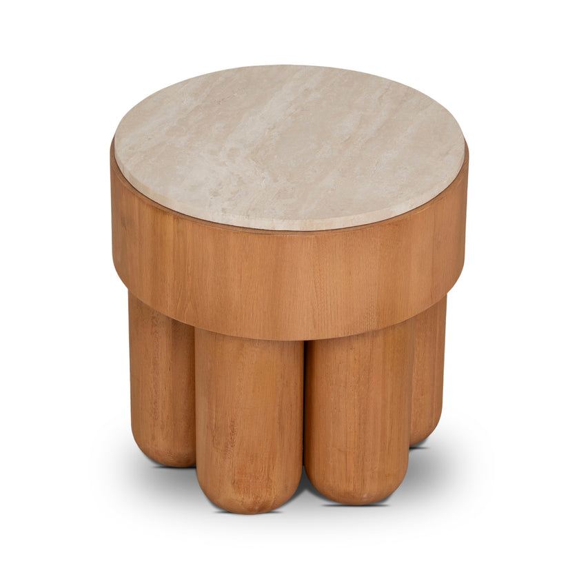 CST12149-NI 50cm Round Travertine Side Table - Natural