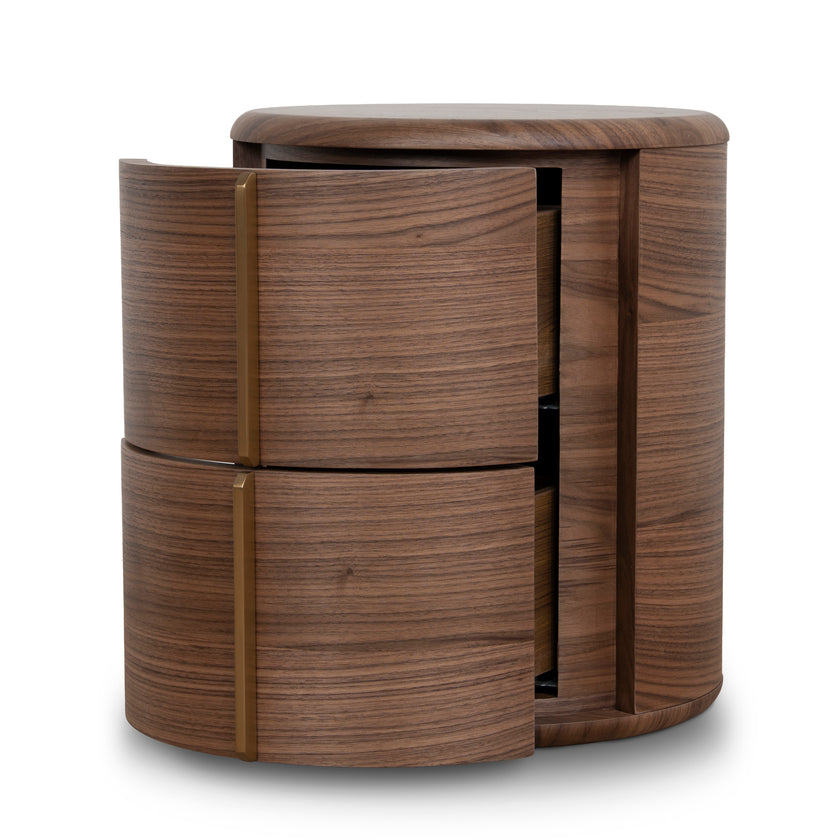 CST12279-CN 46cm Round Bedside Table - Walnut