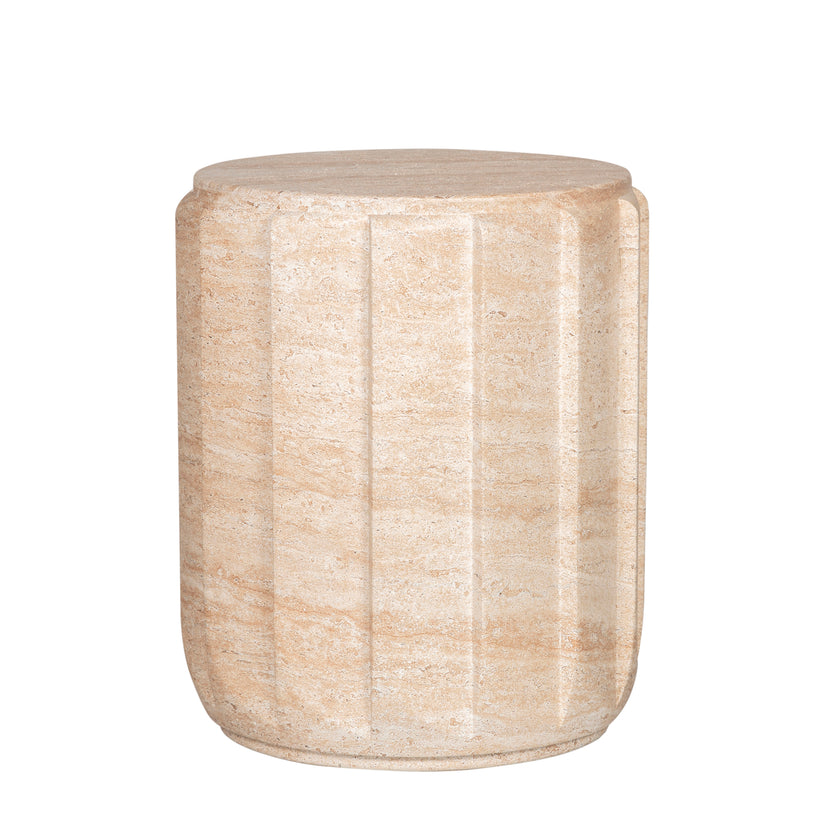 CST12285-CO 38cm Stool Side Table - Light Travertine Look