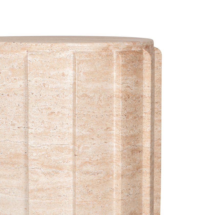 CST12285-CO 38cm Stool Side Table - Light Travertine Look