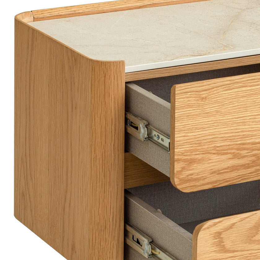 CST12554-IG Stone Top Bedside Table - Natural