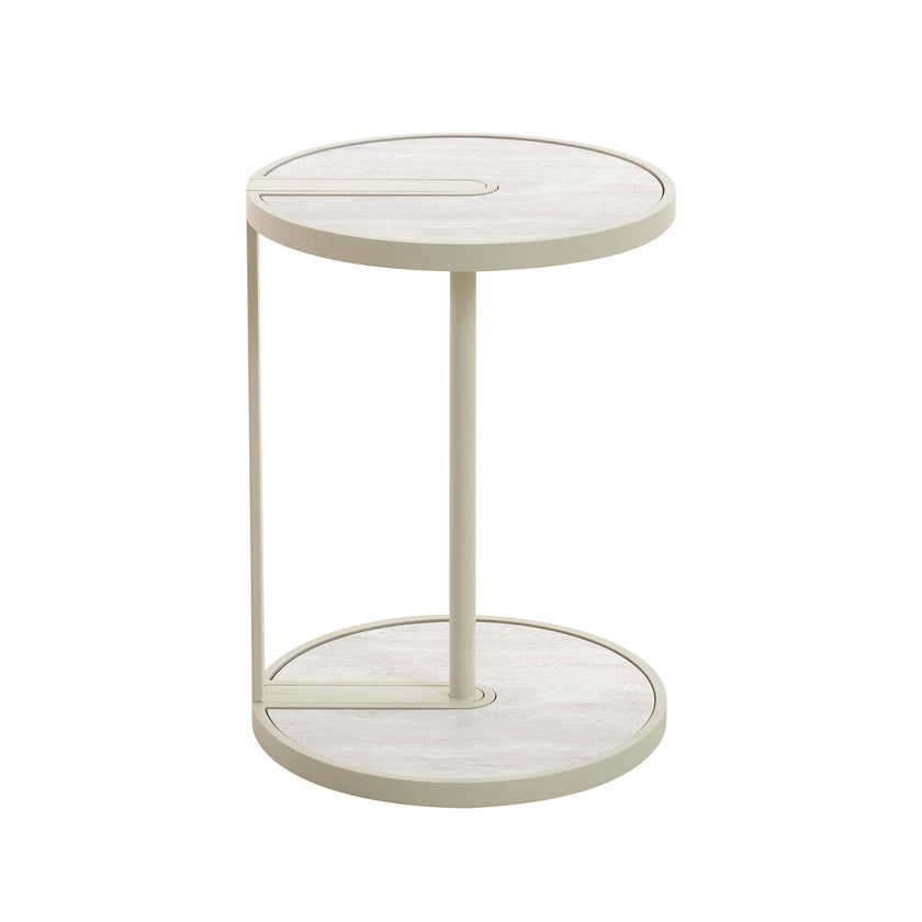 CST12573-IG Beige Glass Side Table - Warm Grey