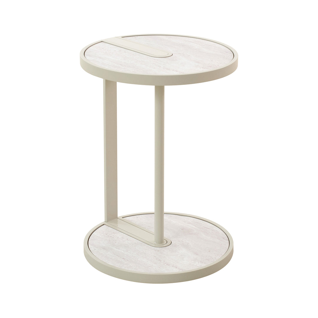 CST12573-IG Beige Glass Side Table - Warm G... | Calibre Furniture