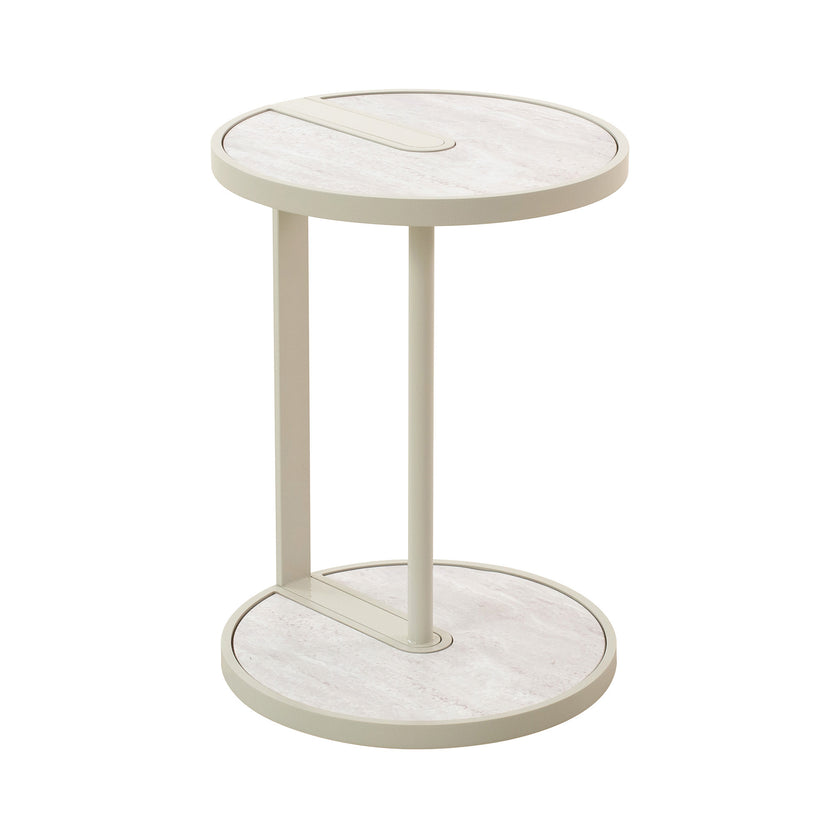 CST12573-IG Beige Glass Side Table - Warm Grey