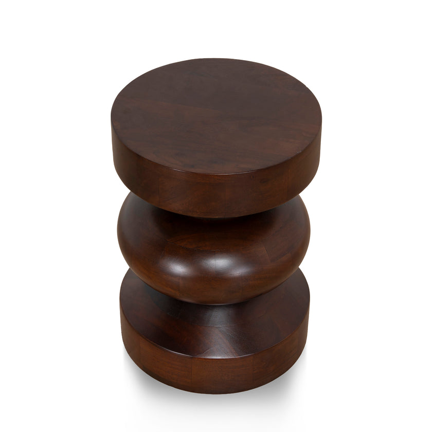 CST12951-RB 35cm Round Wooden Side Table - Walnut