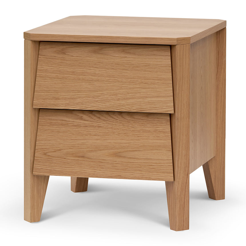 CST8742-KK 55cm Travertine Top Bedside Table - Creme Ash