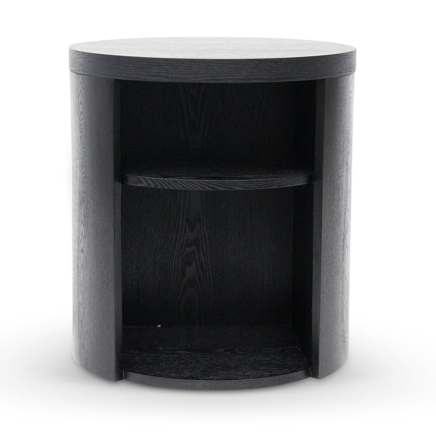 Ex Display - CST8084-BB Round Wooden Bedside Table - Black Mountain
