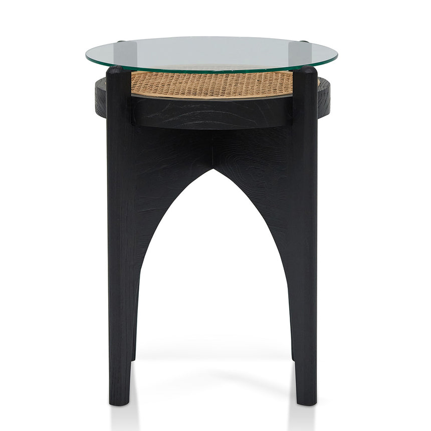 CST8142-NI 50cm Round Glass Side Table - Black