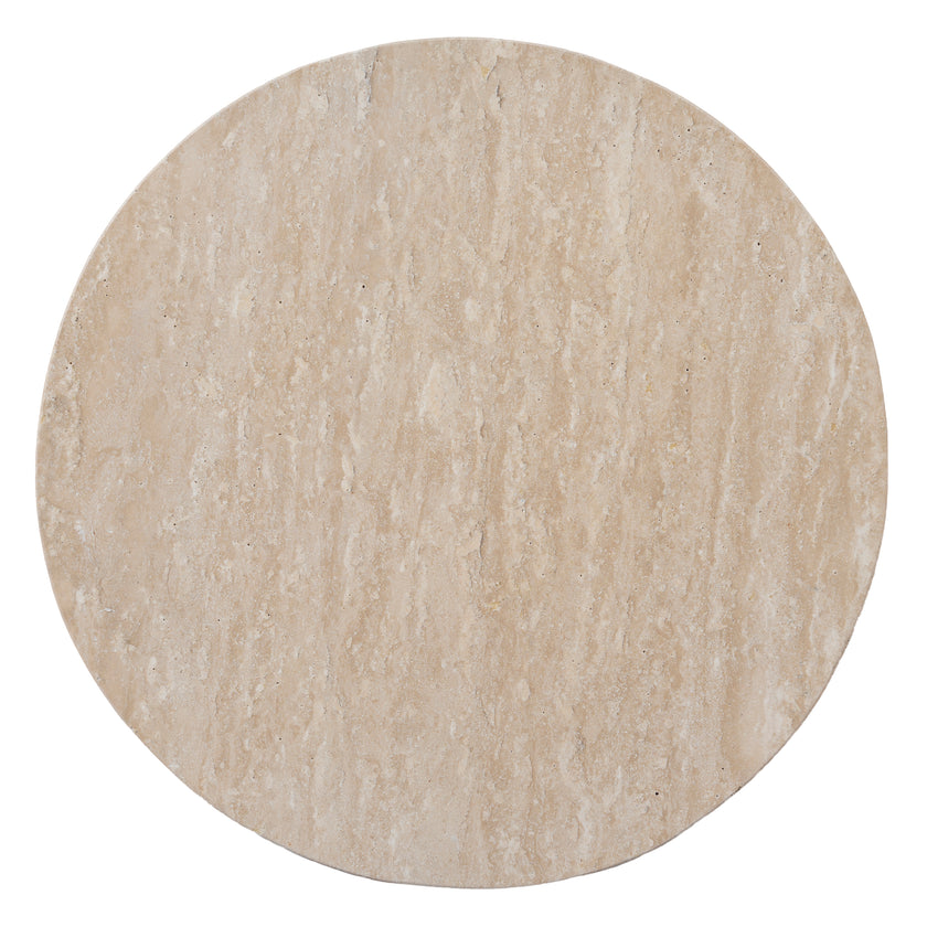 CST8665-NI Travertine Marble Round Side Table - White Wash