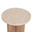 CST8665-NI Travertine Marble Round Side Table - White Wash