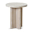 CST8665-NI Travertine Marble Round Side Table - White Wash
