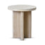 CST8665-NI Travertine Marble Round Side Table - White Wash