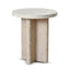 CST8665-NI Travertine Marble Round Side Table - White Wash