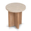 CST8665-NI Travertine Marble Round Side Table - White Wash