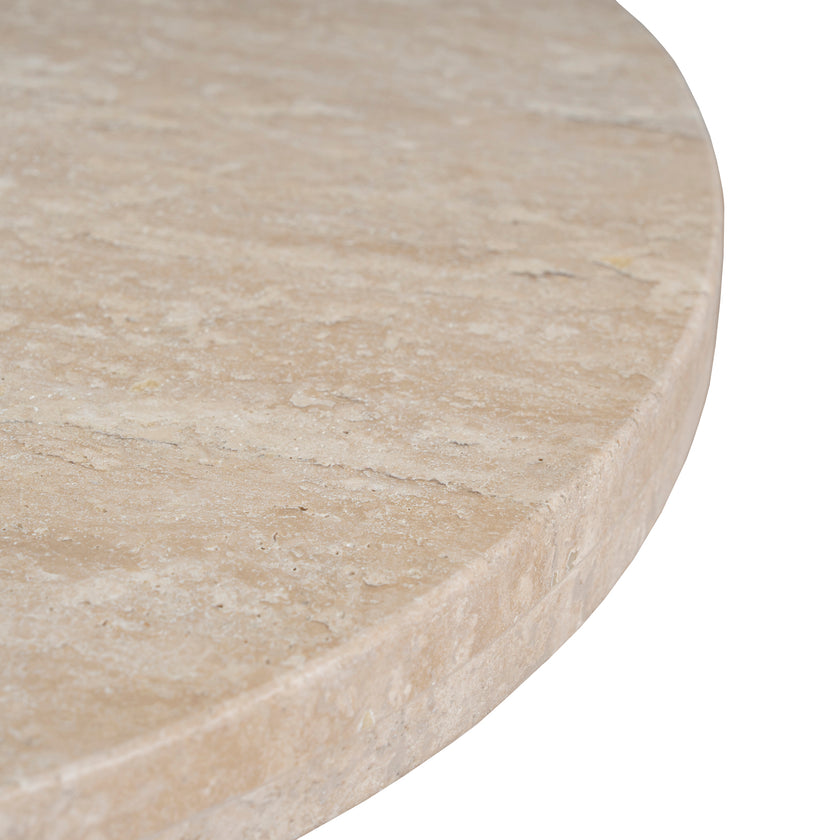 CST8665-NI Travertine Marble Round Side Table - White Wash