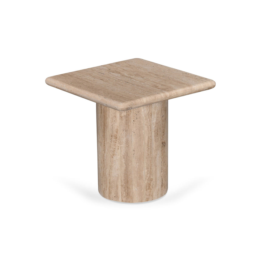 CST8713-RB 42cm Travertine Top Side Table - Natural