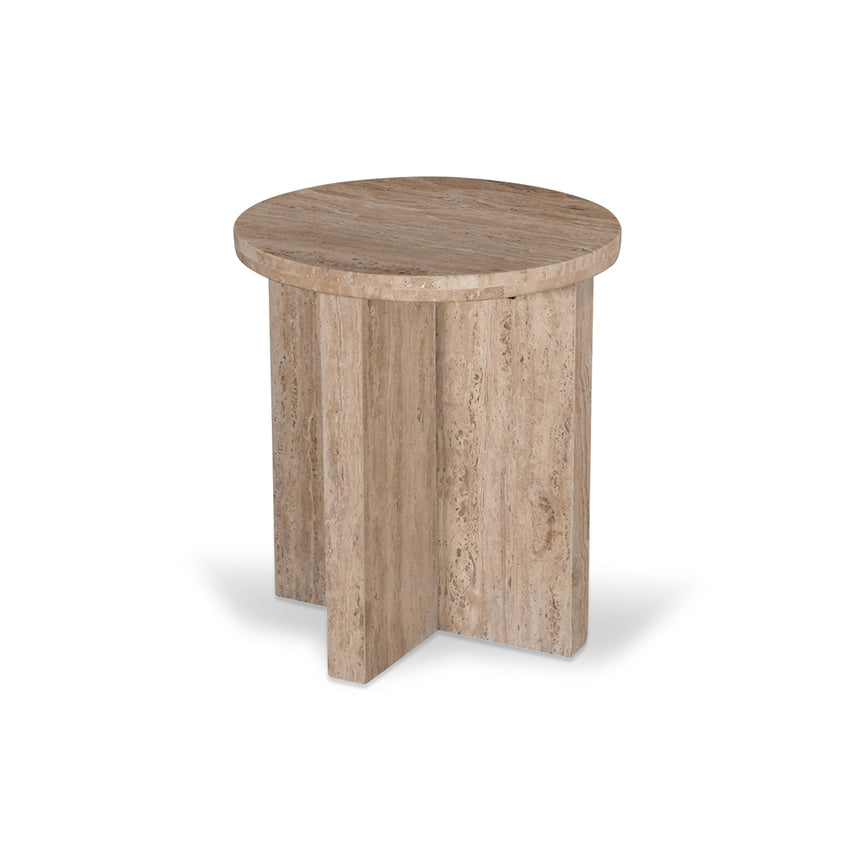 CST8713-RB 42cm Travertine Top Side Table - Natural