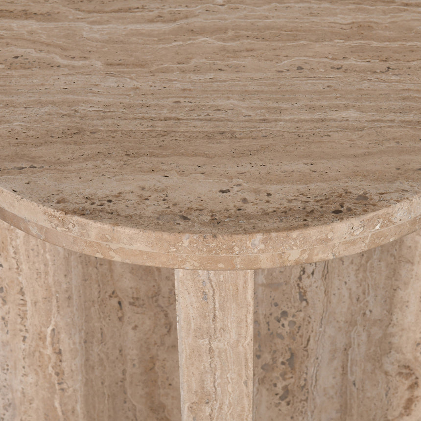 CST8728-RB 45cm Travertine Top Round Side  Table