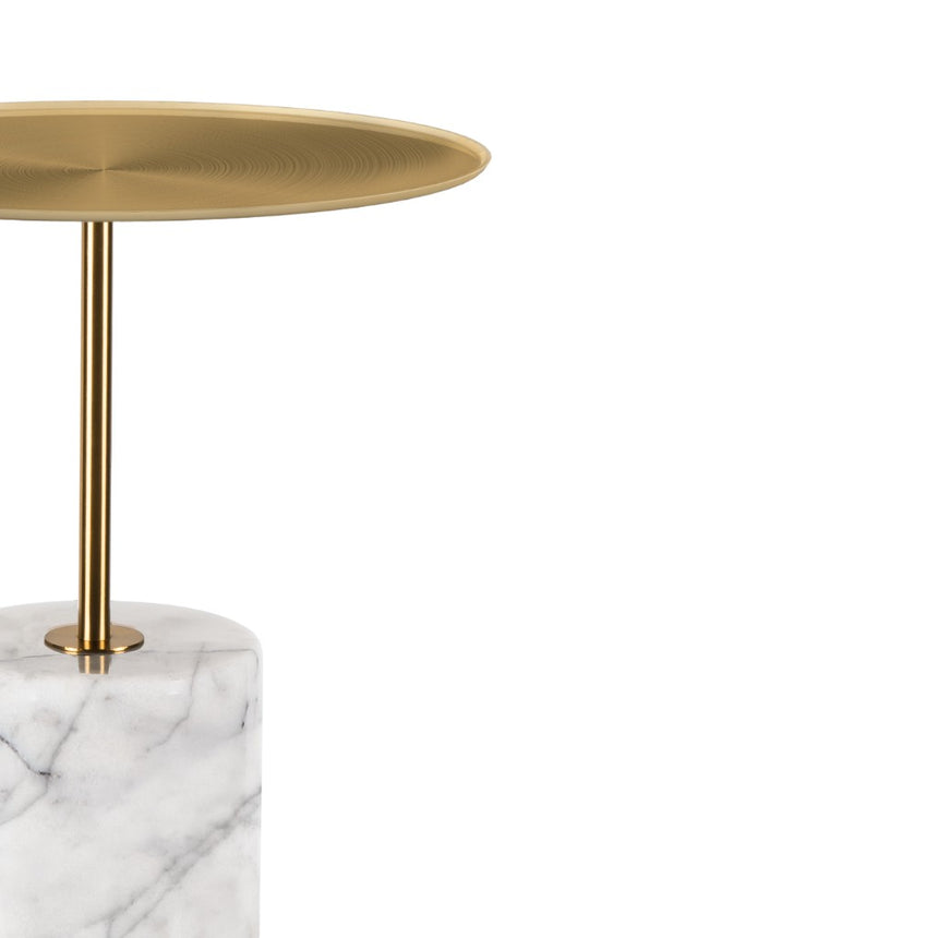 CST8794-NY 45 cm Brushed Gold Side Table - Carrara Marble