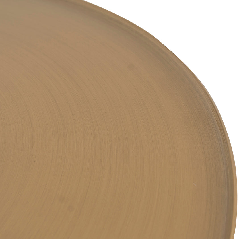 CST8795-NY 45cm Brushed Gold Side Table - Travertine