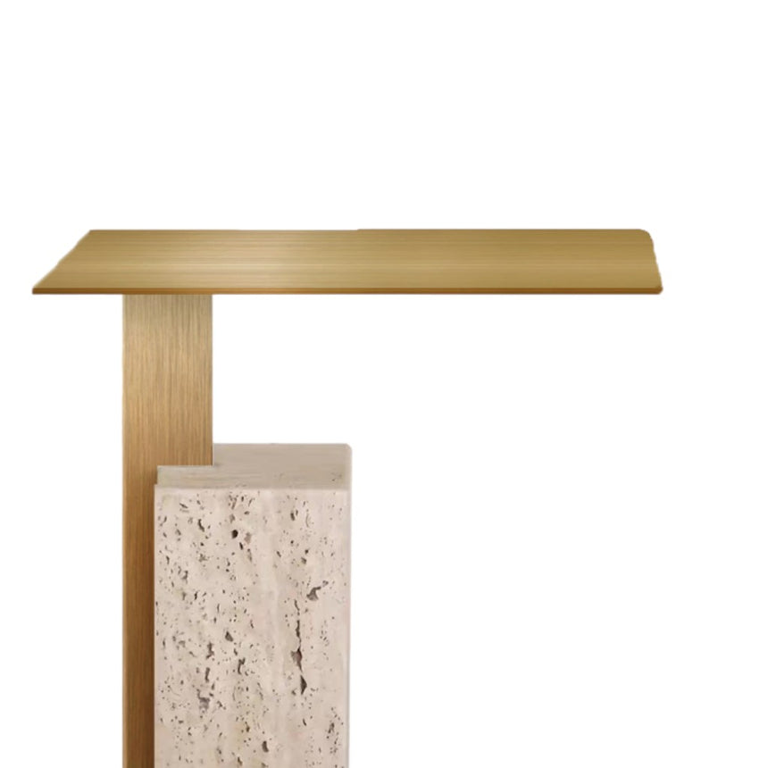 CST8802-NY 40 cm Brushed Gold Side Table - Natural