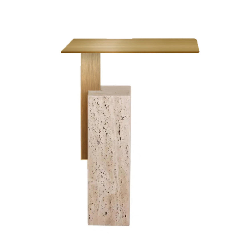 CST8802-NY 40 cm Brushed Gold Side Table - Natural