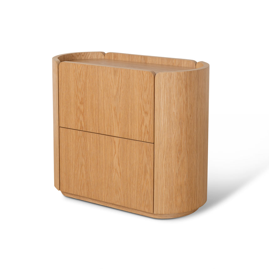 CST10300-CN 60cm Bedside Table - Natural Oak with Marble Top