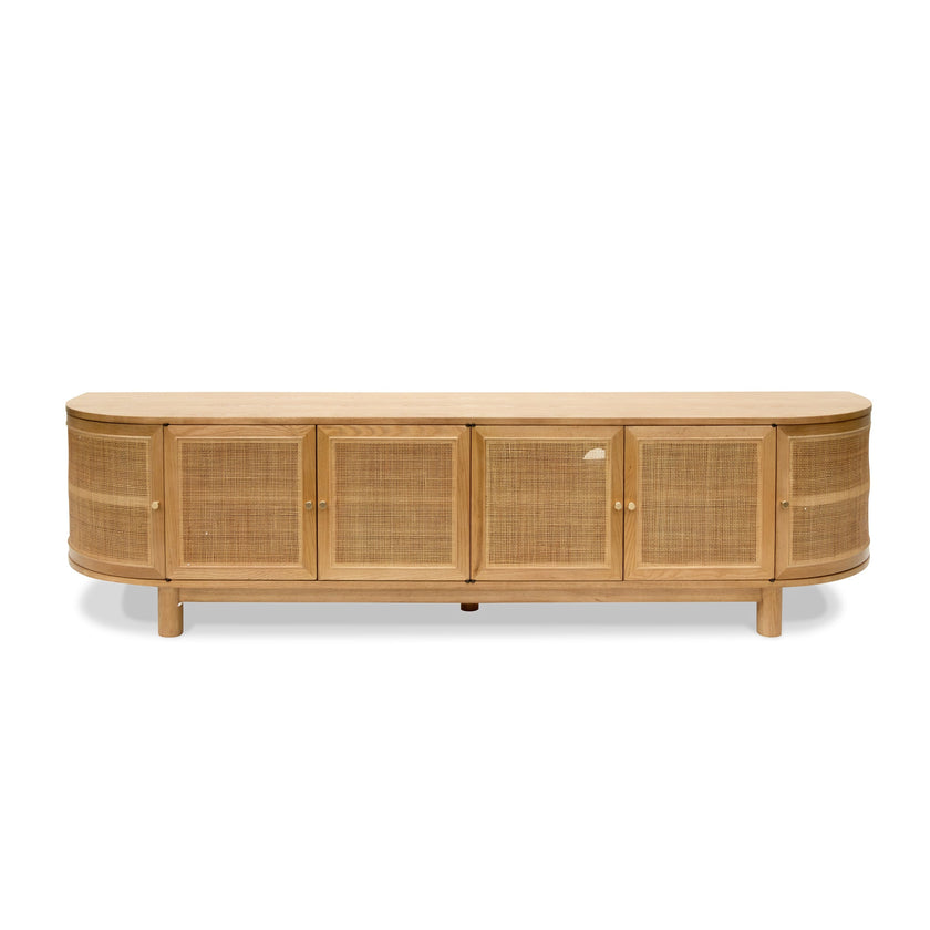 Ex Display - CTV8192-NI 2.2m Rattan Doors TV Entertainment unit - Natural