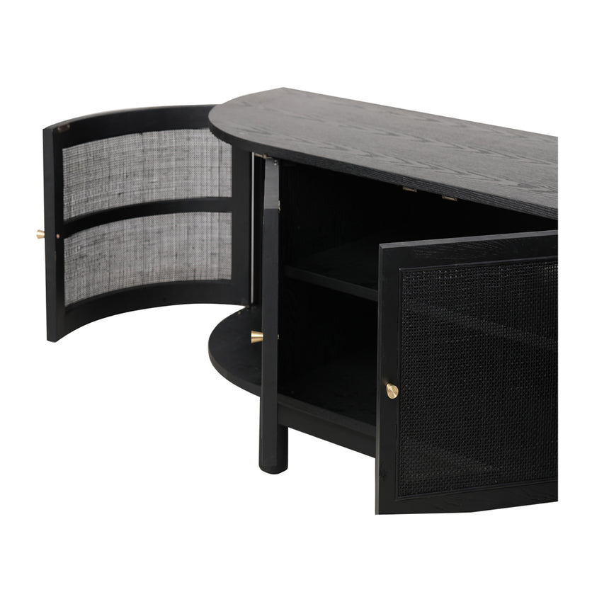 CTV8290-NI 2.2cm Rattan Doors TV Entertainment unit - Full Black