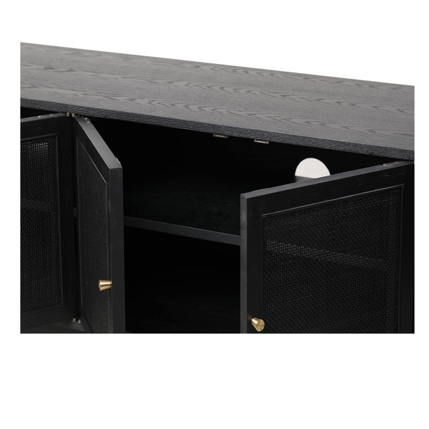 CTV8290-NI 2.2cm Rattan Doors TV Entertainment unit - Full Black