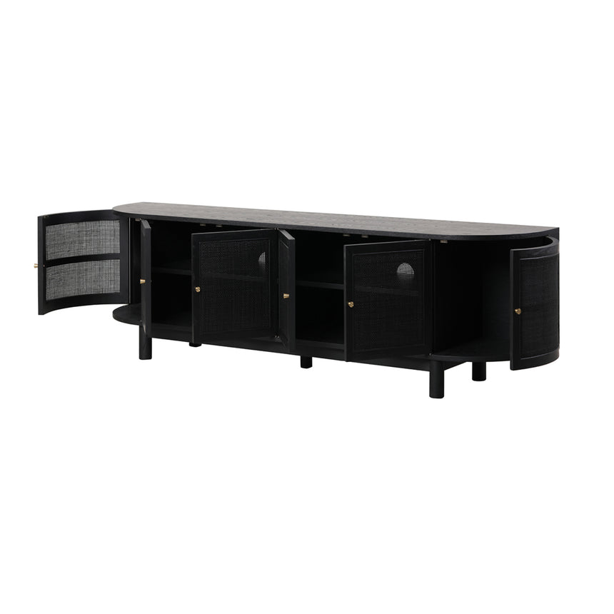 CTV8290-NI 2.2cm Rattan Doors TV Entertainment unit - Full Black