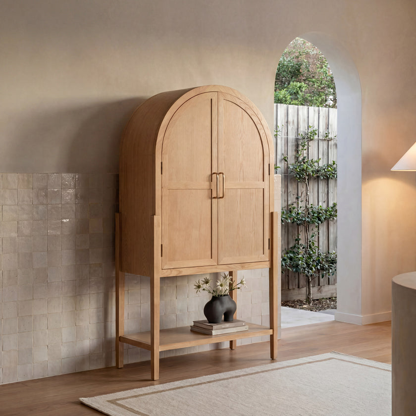 CDT10036-NI 1.83m (H) Ash Curve Cabinet - Natural