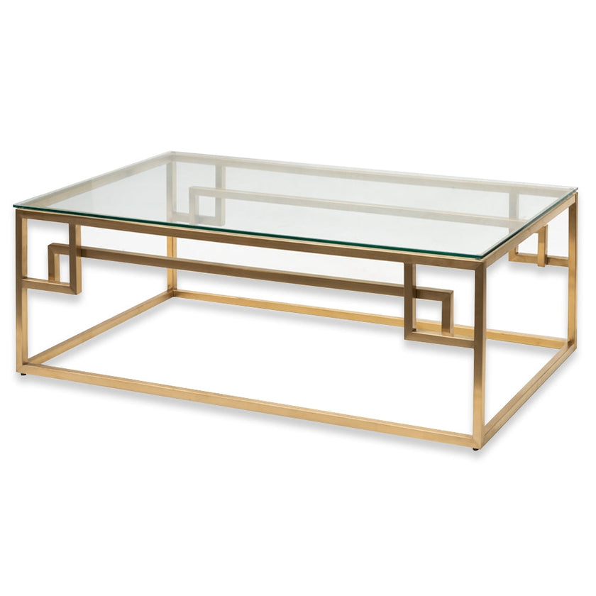 Ex Display - CCF2421-BS 1.2m Coffee Table - Glass Top - Brushed Gold Base