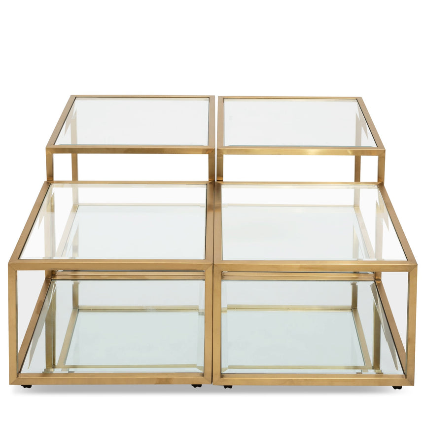 Ex Display - Set of 4 - CCF2585-BS 100cm Glass Coffee Table - Brushed Gold Base