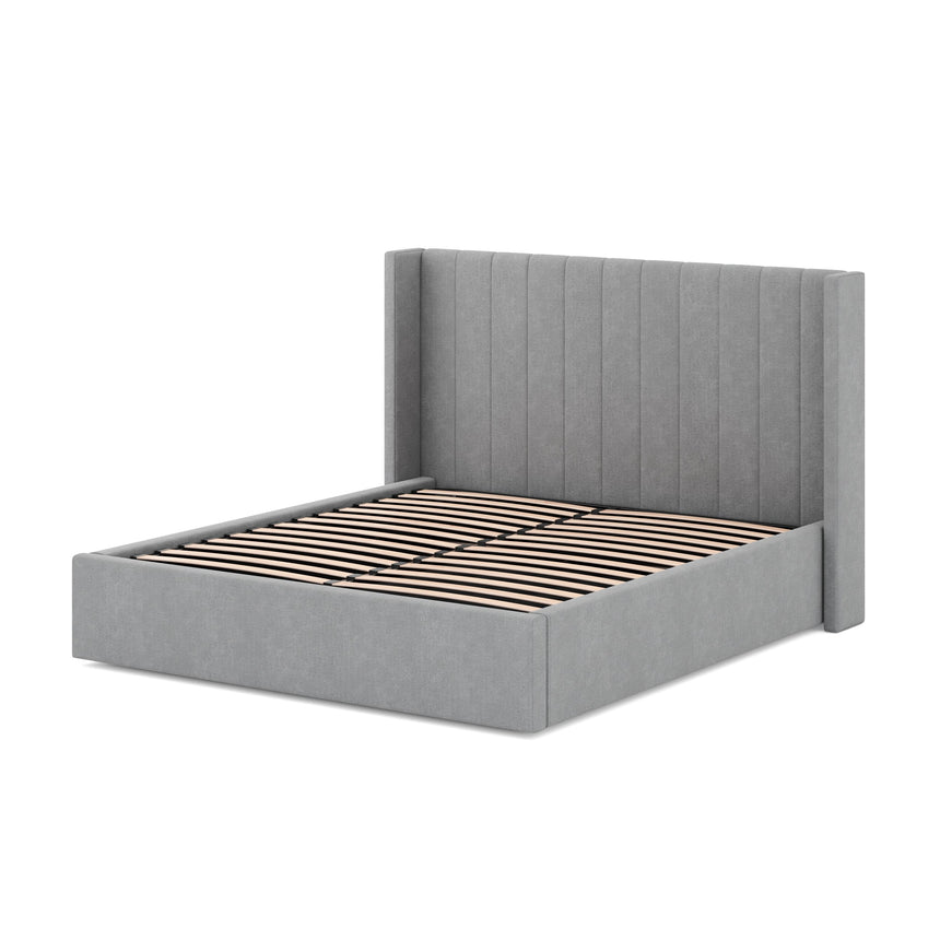 CBD6018-YO Fabric Queen Bed Frame - Pearl Grey with Storage