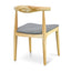 CDC182 Elbow Dining Chair - Natural with Light Grey Fabric Seat (Set of 2)