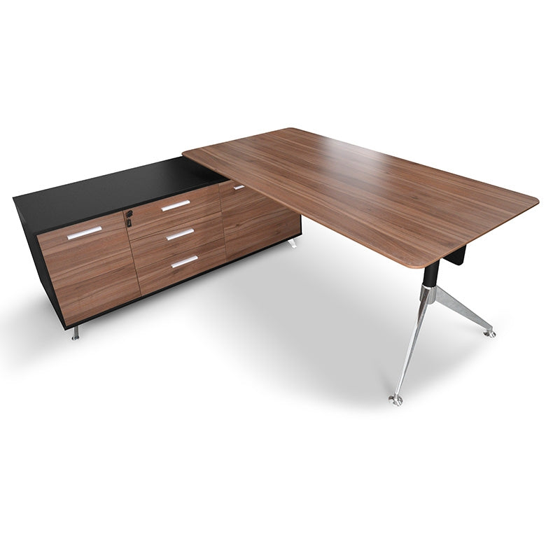 Ex Display - COT202-M 1.95m Executive Office Desk Left Return - Walnut - Black