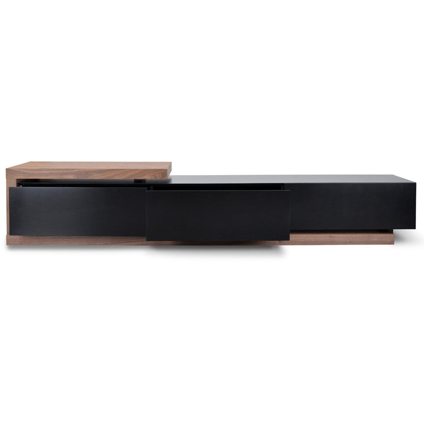 Ex Display - CTV1138-BB Extendable TV Entertainment Unit - Walnut - Black matt