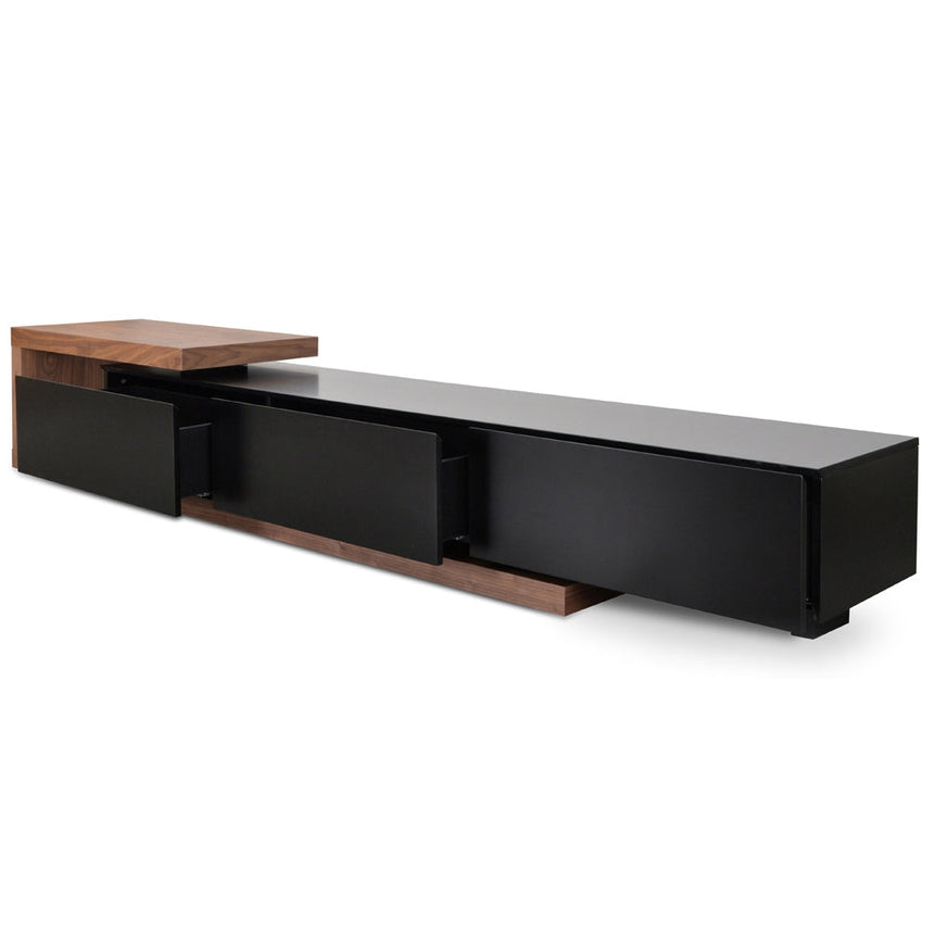 Ex Display - CTV1138-BB Extendable TV Entertainment Unit - Walnut - Black matt