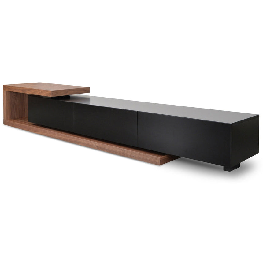 CTV6600-BB 2.3m Wooden Entertainment Unit - Black with Walnut Drawers