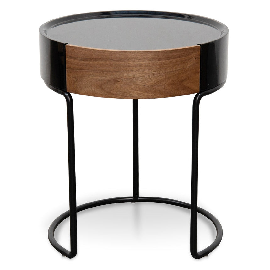 Ex Display - CST2201-IG Round Side Table - Walnut - Black
