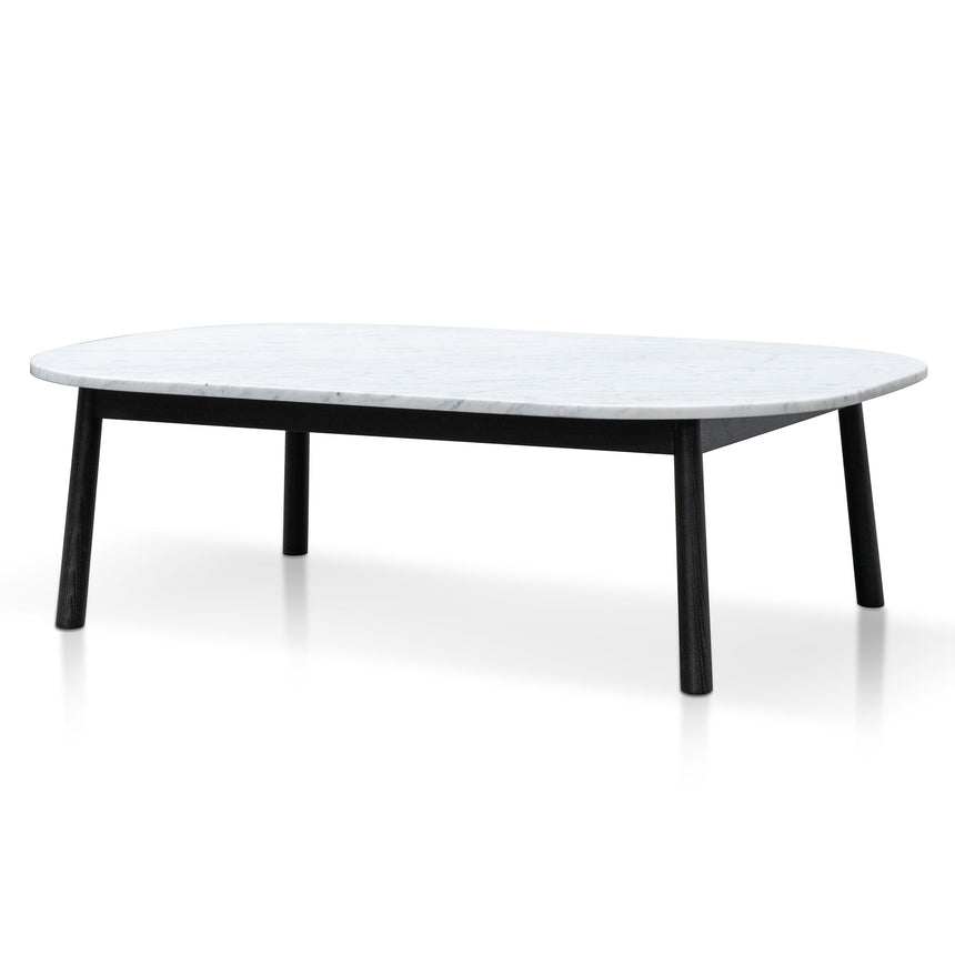 CCF8631-DW 1.3m Travertine Top Oval Coffee Table - Black Base