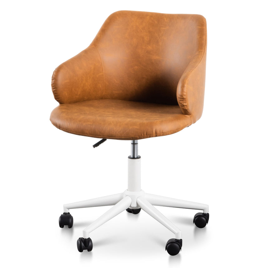 COC6190-LF Black Office Chair - White Arm and Base