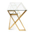 Ex Display - COF2589-BS 120cm Glass Home Office Desk - Brushed Gold Base