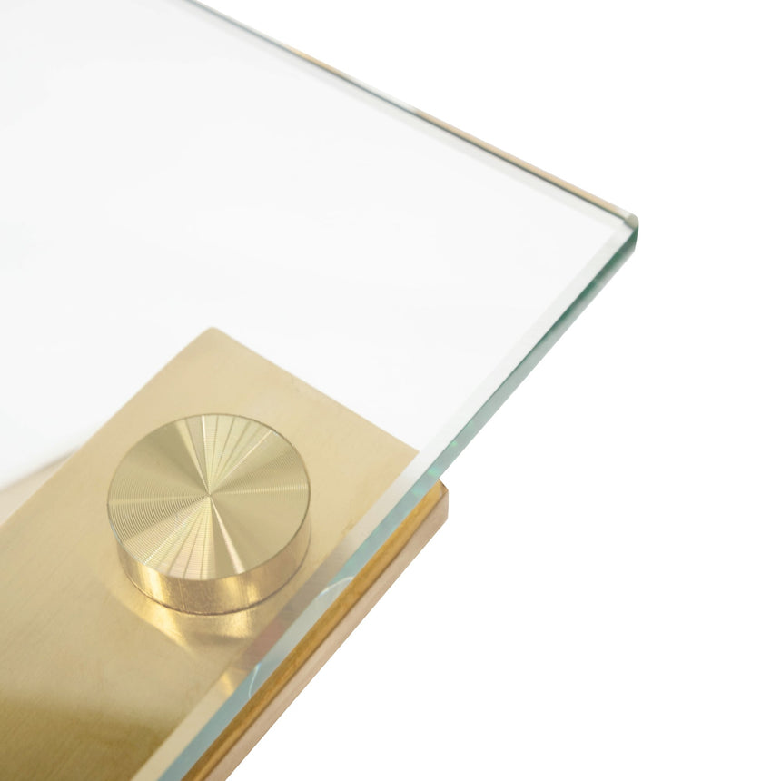 Ex Display - COF2589-BS 120cm Glass Home Office Desk - Brushed Gold Base