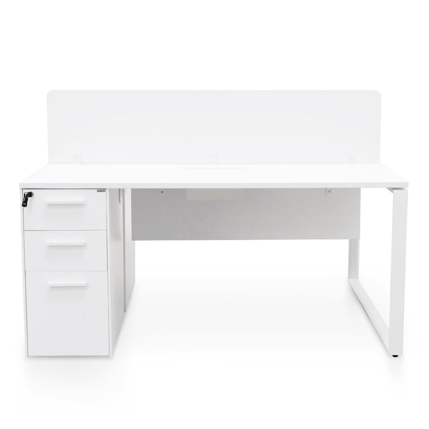 Ex Display - COT092-SN 2 Seater 160cm Office Desk  With Privacy Screen - White - Upgraded Legs