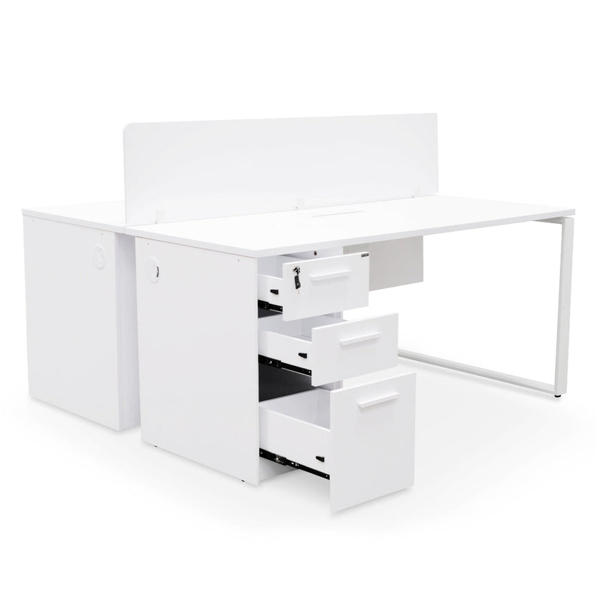 Ex Display - COT092-SN 2 Seater 160cm Office Desk  With Privacy Screen - White - Upgraded Legs
